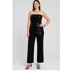 WHITE HOUSE BLACK MARKET new with tags black sequins strapless jumpsuit party 2